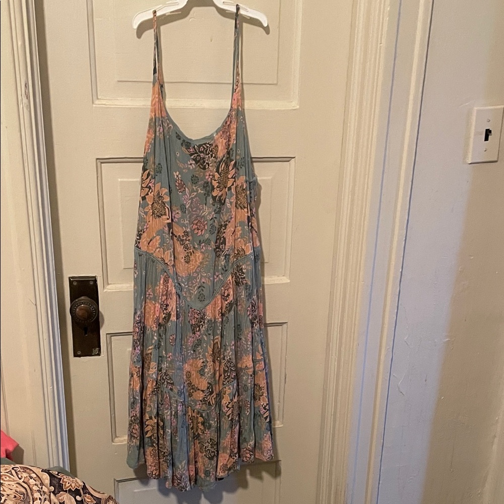 SO Floral Midi Dress - Blue and Peach